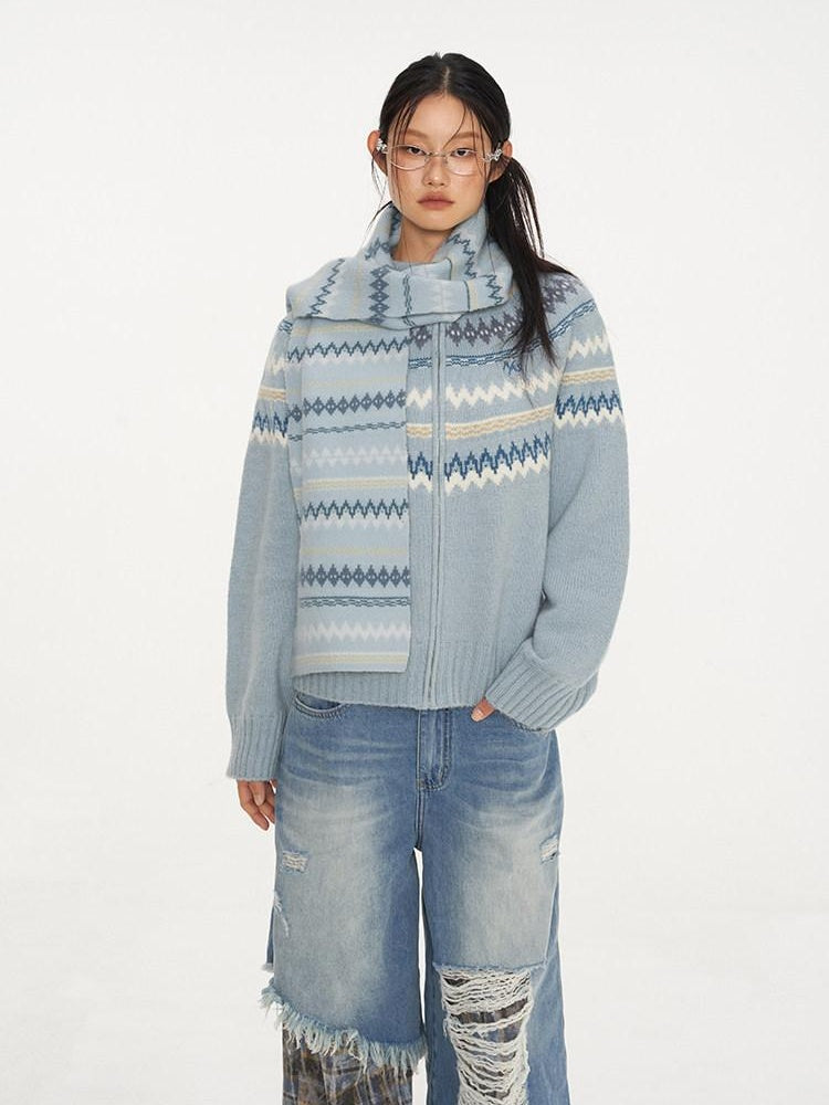 NAWSNOTAWEAR Thermal Thick Zip Front Raglan Loose Commuter Knit Round Neck Cardigans