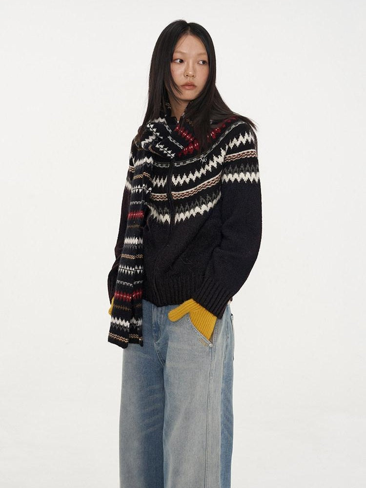 NAWSNOTAWEAR Thermal Thick Zip Front Raglan Loose Commuter Knit Round Neck Cardigans