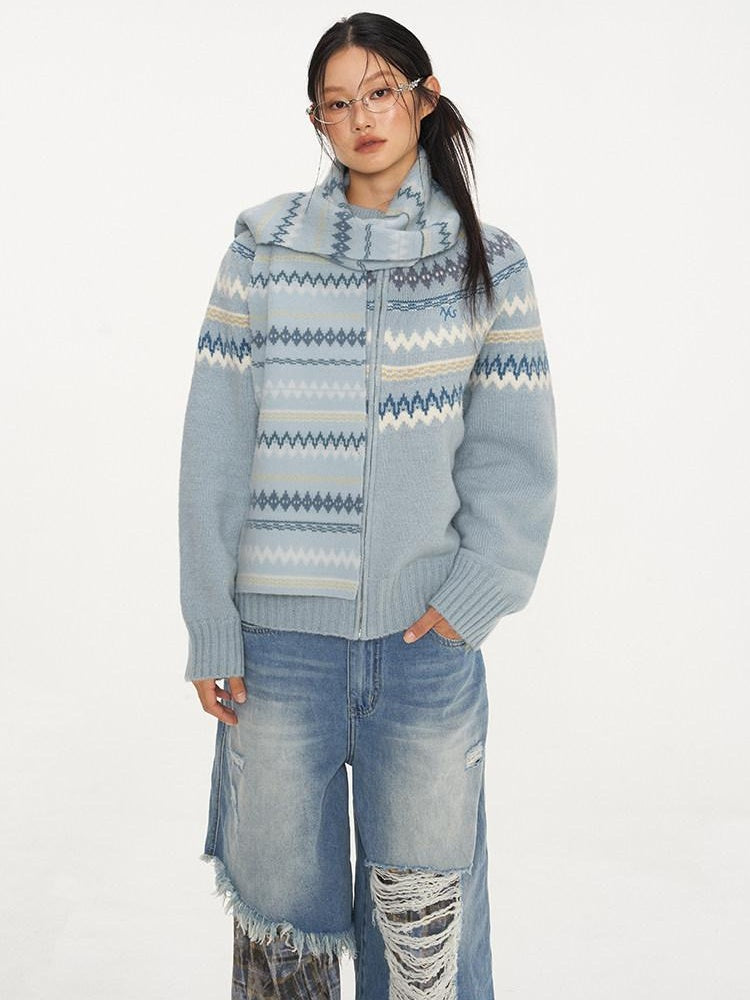 NAWSNOTAWEAR Thermal Thick Zip Front Raglan Loose Commuter Knit Round Neck Cardigans
