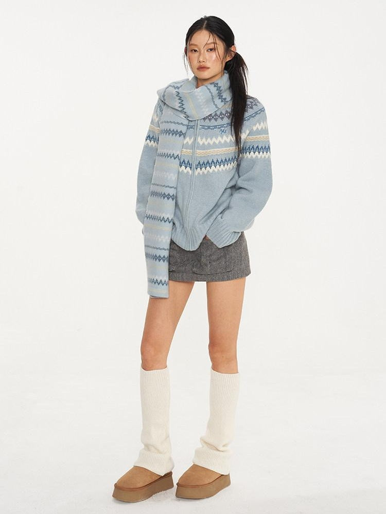 NAWSNOTAWEAR Thermal Thick Zip Front Raglan Loose Commuter Knit Round Neck Cardigans