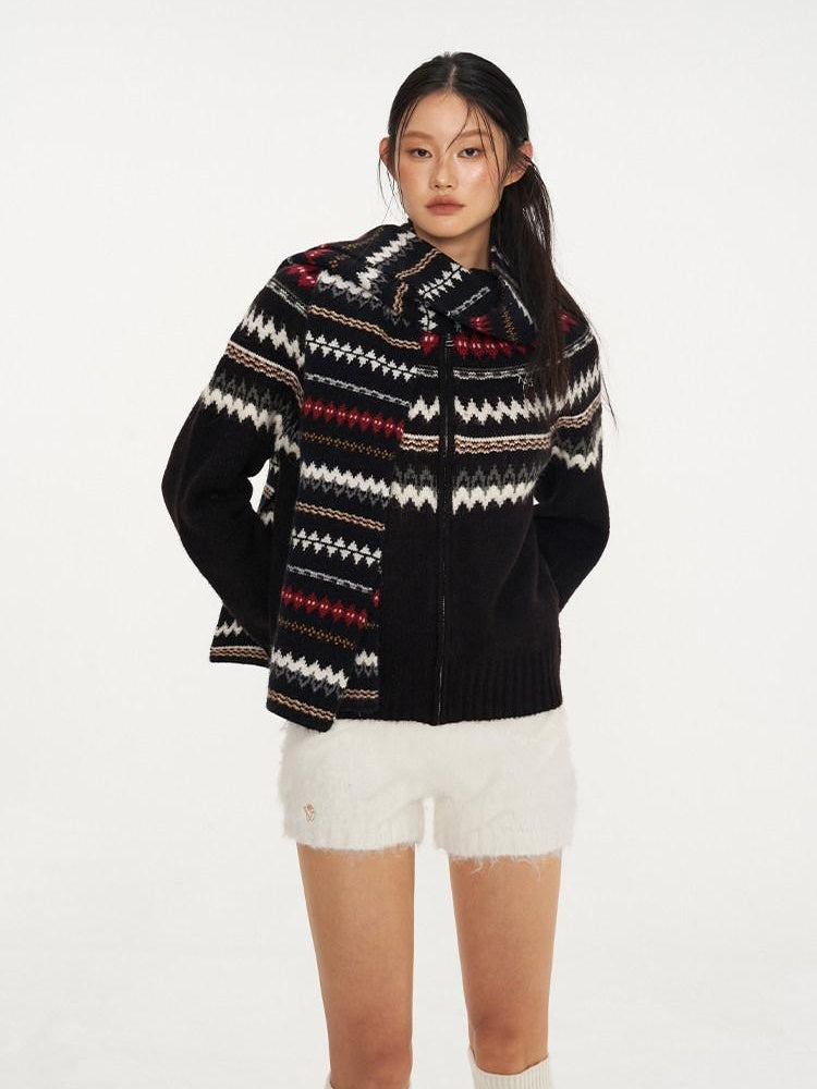 NAWSNOTAWEAR Thermal Thick Zip Front Raglan Loose Commuter Knit Round Neck Cardigans