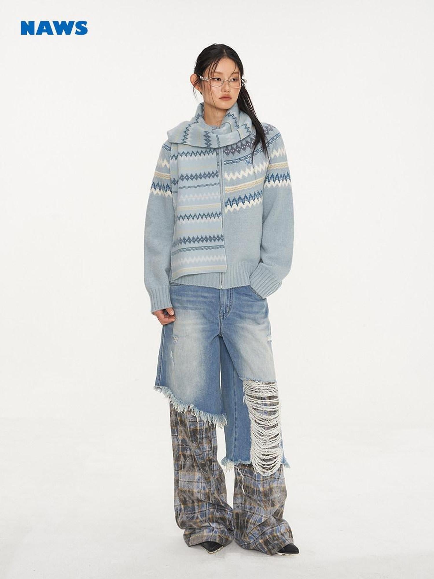 NAWSNOTAWEAR Thermal Thick Zip Front Raglan Loose Commuter Knit Round Neck Cardigans