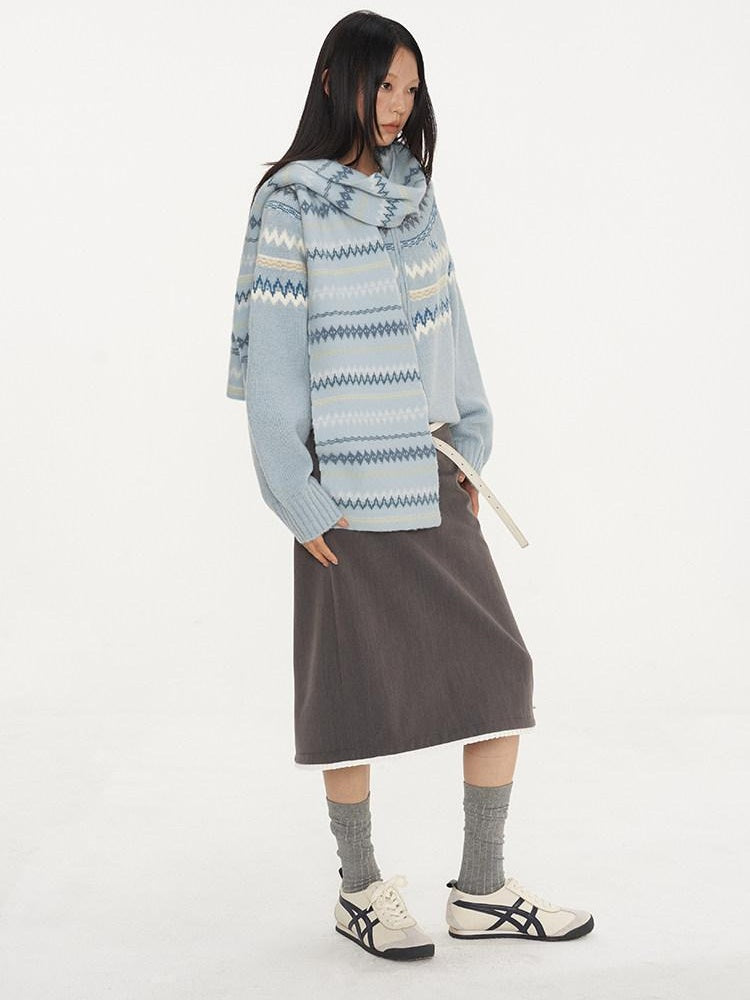 NAWSNOTAWEAR Thermal Thick Zip Front Raglan Loose Commuter Knit Round Neck Cardigans