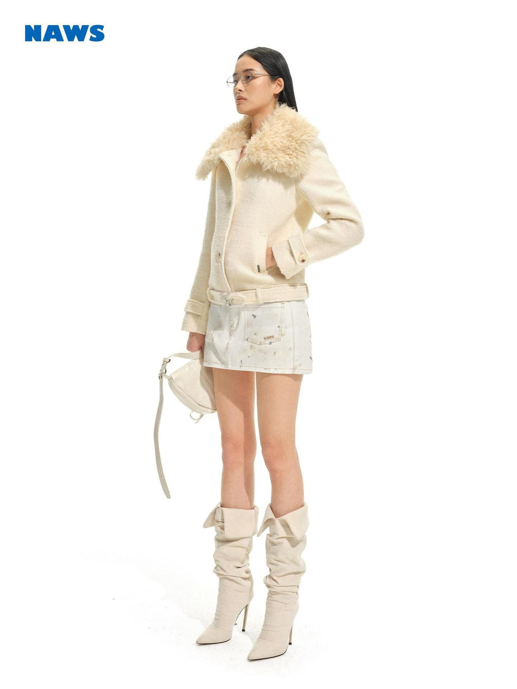 NAWSNOTAWEAR Thick 60 Wool 40 Polyester Commuter Lapel Coat Women Cream Coffee Wool Coats