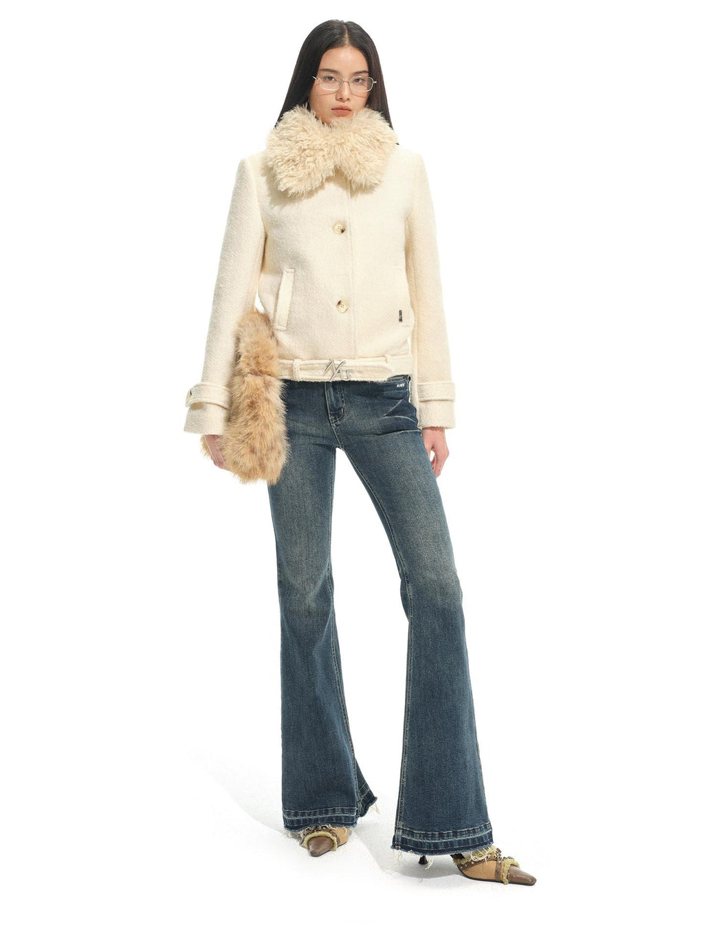 NAWSNOTAWEAR Thick 60 Wool 40 Polyester Commuter Lapel Coat Women Cream Coffee Wool Coats