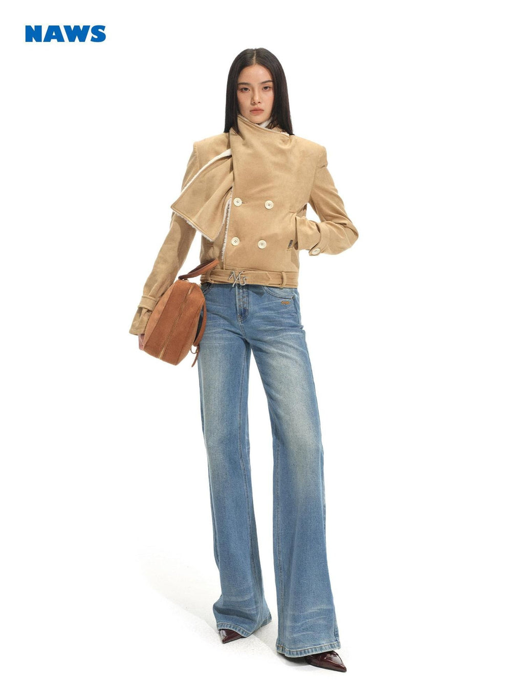 NAWSNOTAWEAR Thick Faux Fur Loose Vintage Vertical Double Breasted Women Amber Short Coat