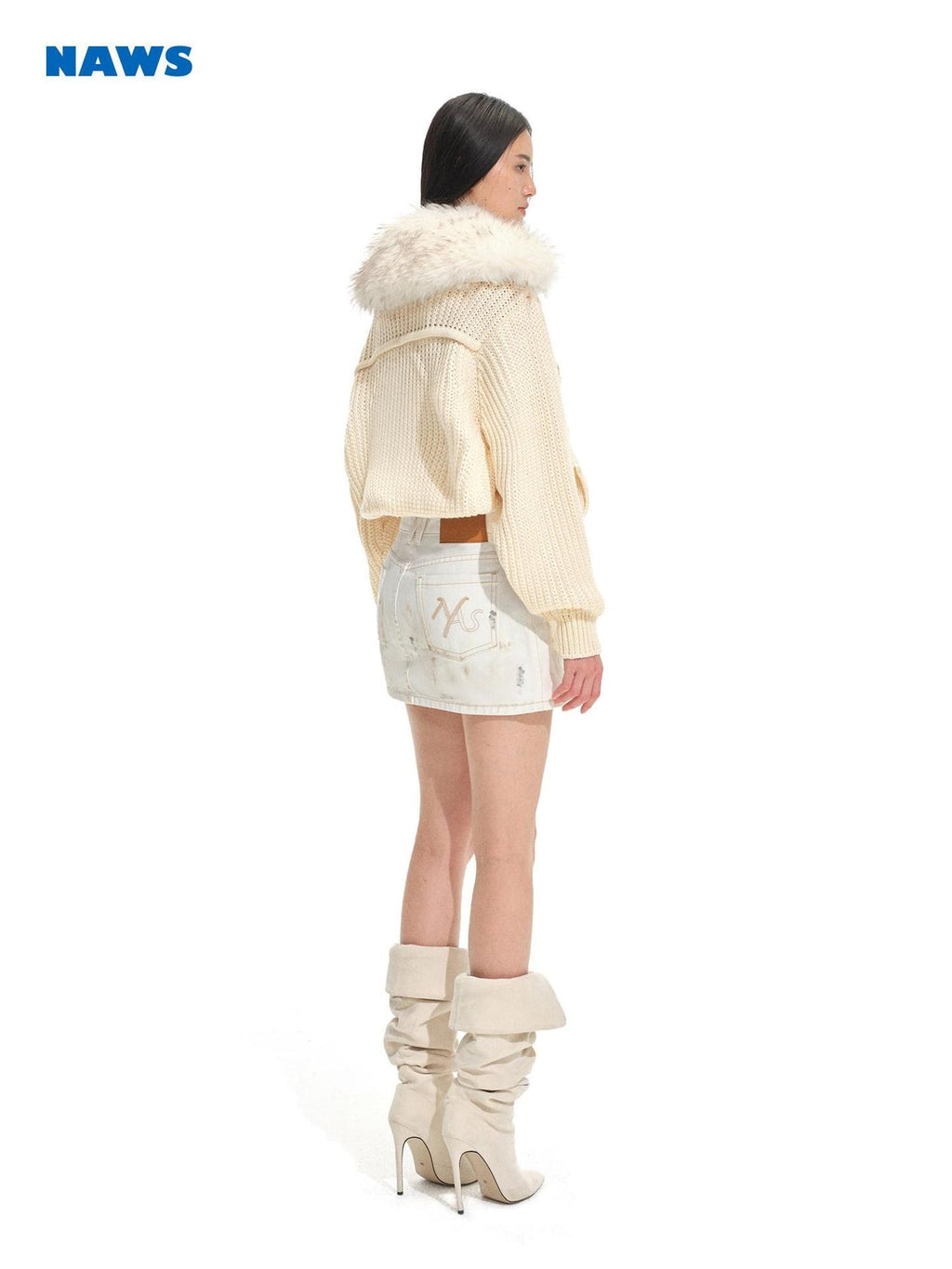 NAWSNOTAWEAR Thick Retro Loose Cropped Single Button Women Soft Beige Knit Cardigans