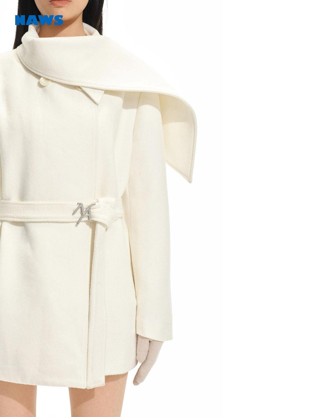 NAWSNOTAWEAR Thick Warm Wool Blend Casual Mid Length Young Women Aurora White Wool Coats