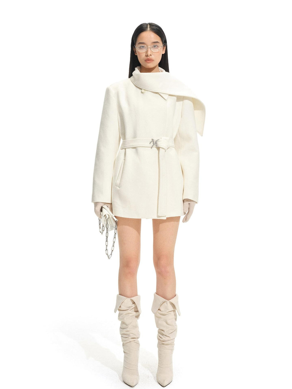 NAWSNOTAWEAR Thick Warm Wool Blend Casual Mid Length Young Women Aurora White Wool Coats