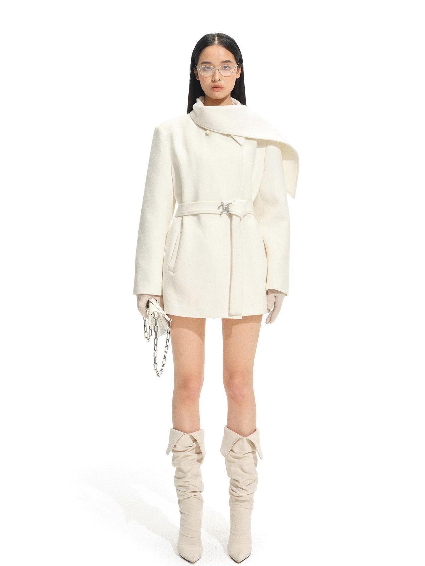 NAWSNOTAWEAR Thick Warm Wool Blend Casual Mid Length Young Women Aurora White Wool Coats