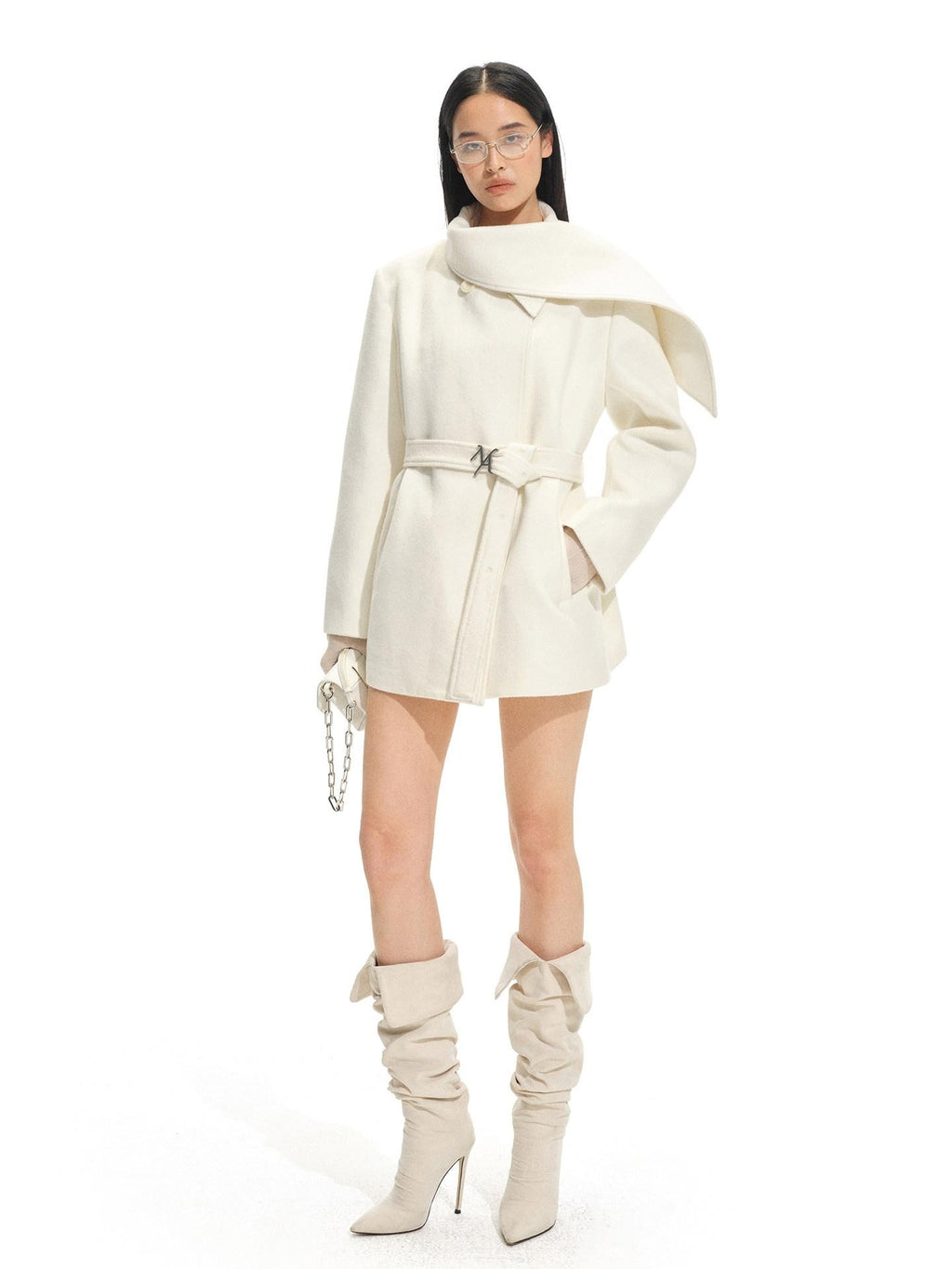 NAWSNOTAWEAR Thick Warm Wool Blend Casual Mid Length Young Women Aurora White Wool Coats