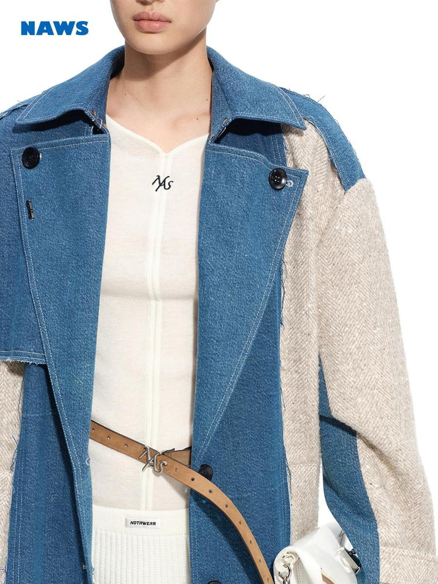 NAWSNOTAWEAR Thick Wool Blend Commuter Straight Fit Women Glacier Blue Wool Coats