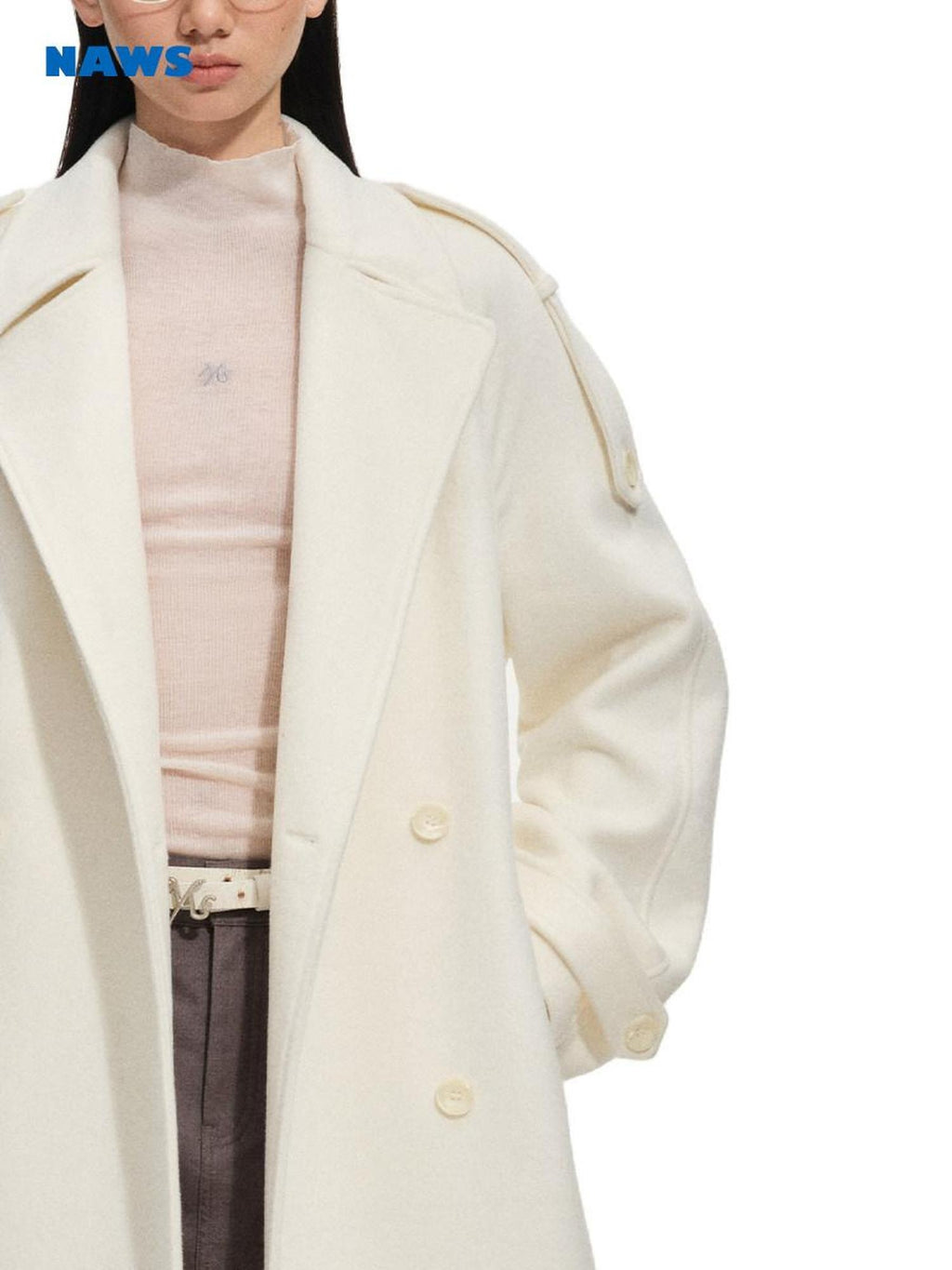 NAWSNOTAWEAR Thick Wool Blend Longline Lapel Casual Young Women Aurora White Wool Coats