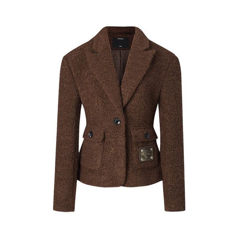 NAWSNOTAWEAR_Thick_Wool_Blend_Slim_Fit_Notch_Lapel_One_Button_Office_Nut_Brown_Blazers_MISSTT