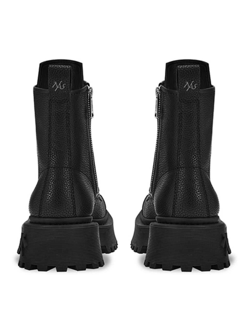 NAWSNOTAWEAR Top Grain Leather Lace Up Ankle Riding Boots Mid Heel Chunky Platform Boots