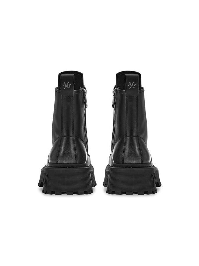 NAWSNOTAWEAR Top Grain Leather Platform Mid Heel Short Shaft Rider Women Daily Commuter Boots
