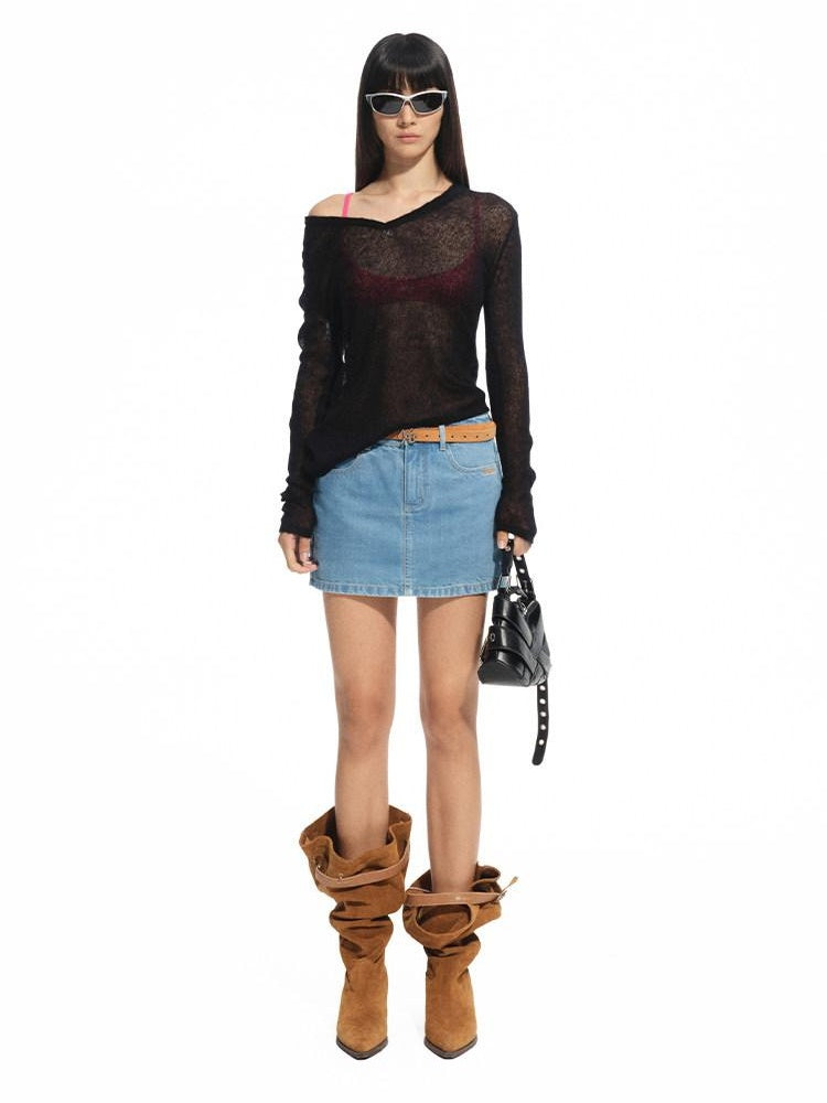 NAWSNOTAWEAR Ultra Soft Alpaca Wool Blend Textured Slim Fit V-neck Women Knitwear Sweaters