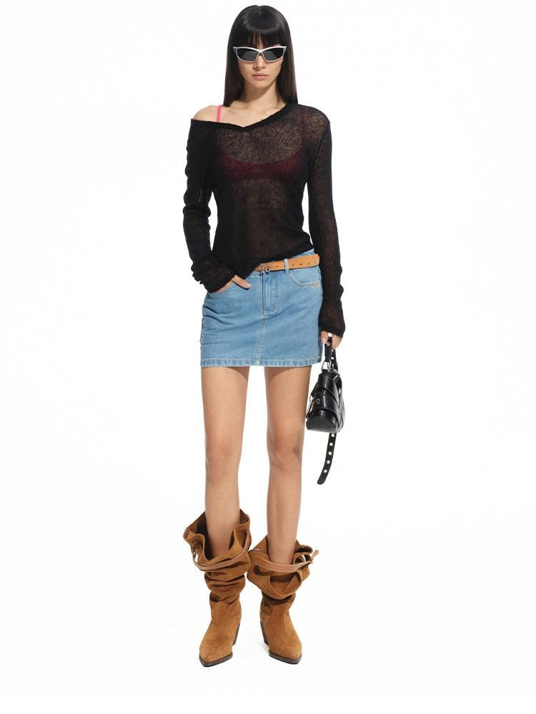 NAWSNOTAWEAR Ultra Soft Alpaca Wool Blend Textured Slim Fit V-neck Women Knitwear Sweaters