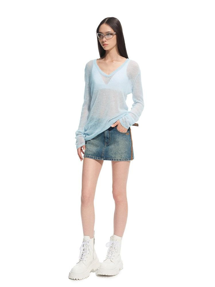 NAWSNOTAWEAR Ultra Soft Alpaca Wool Blend Textured Slim Fit V-neck Women Knitwear Sweaters