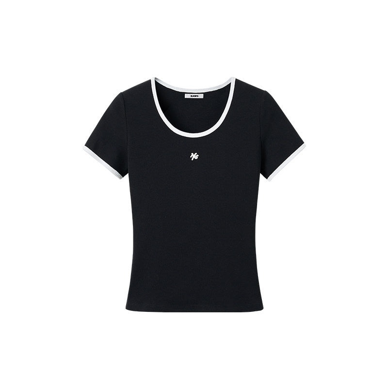NAWSNOTAWEAR_Ultra_Thin_Breathable_Slim_Fit_Contrast_Crewneck_Women_Short_Sleeve_T-Shirts_MISSTT