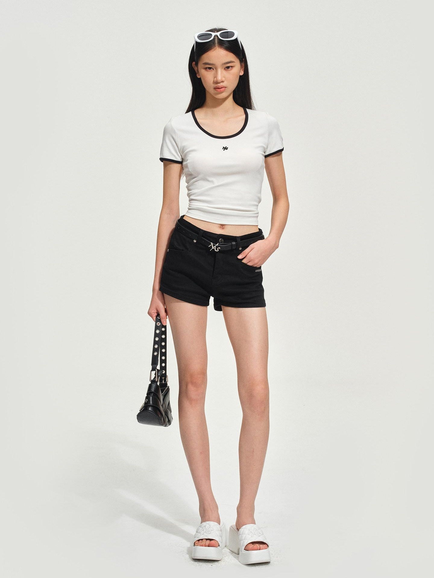 NAWSNOTAWEAR Ultra Thin Breathable Slim Fit Contrast Crewneck Women Short Sleeve T-Shirts