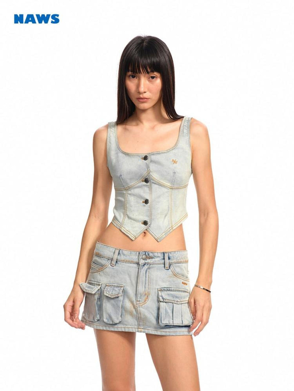 NAWSNOTAWEAR Versatile Distressed Slim Fit Racerback Women Cotton Blend Porcelain White Vests