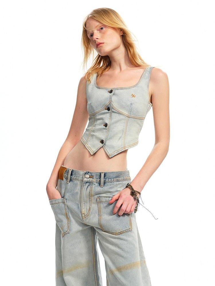 NAWSNOTAWEAR Versatile Distressed Slim Fit Racerback Women Cotton Blend Porcelain White Vests