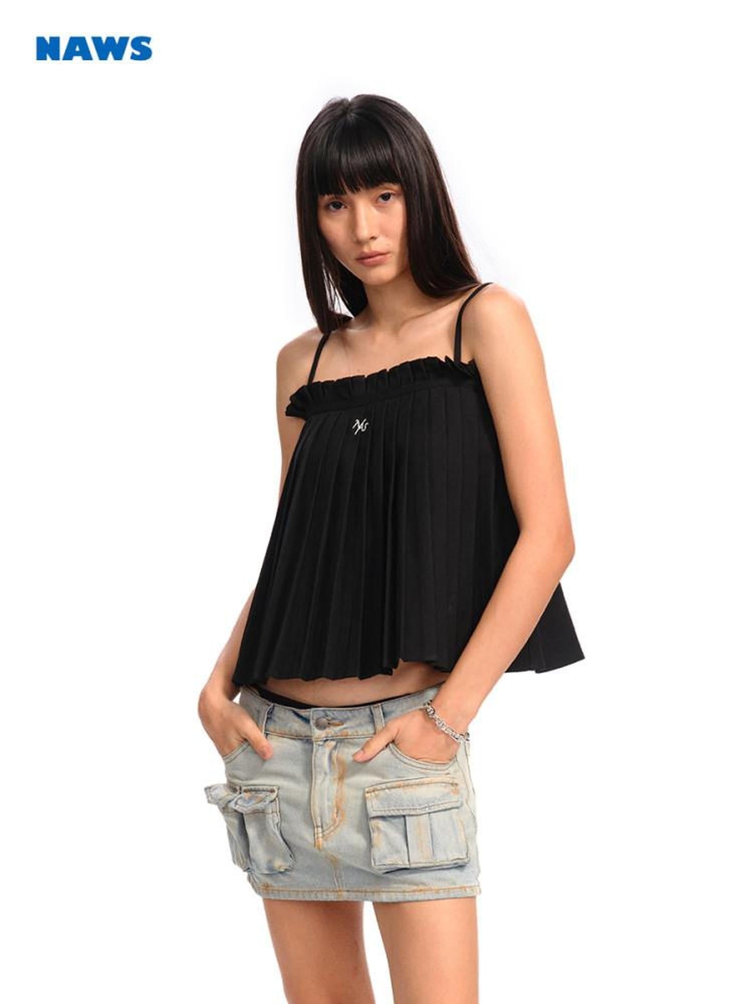 NAWSNOTAWEAR Versatile Ruched Tie Front Loose Cropped Layering For Women Polyester Camisoles