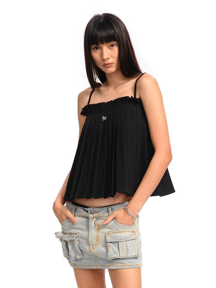 NAWSNOTAWEAR Versatile Ruched Tie Front Loose Cropped Layering For Women Polyester Camisoles