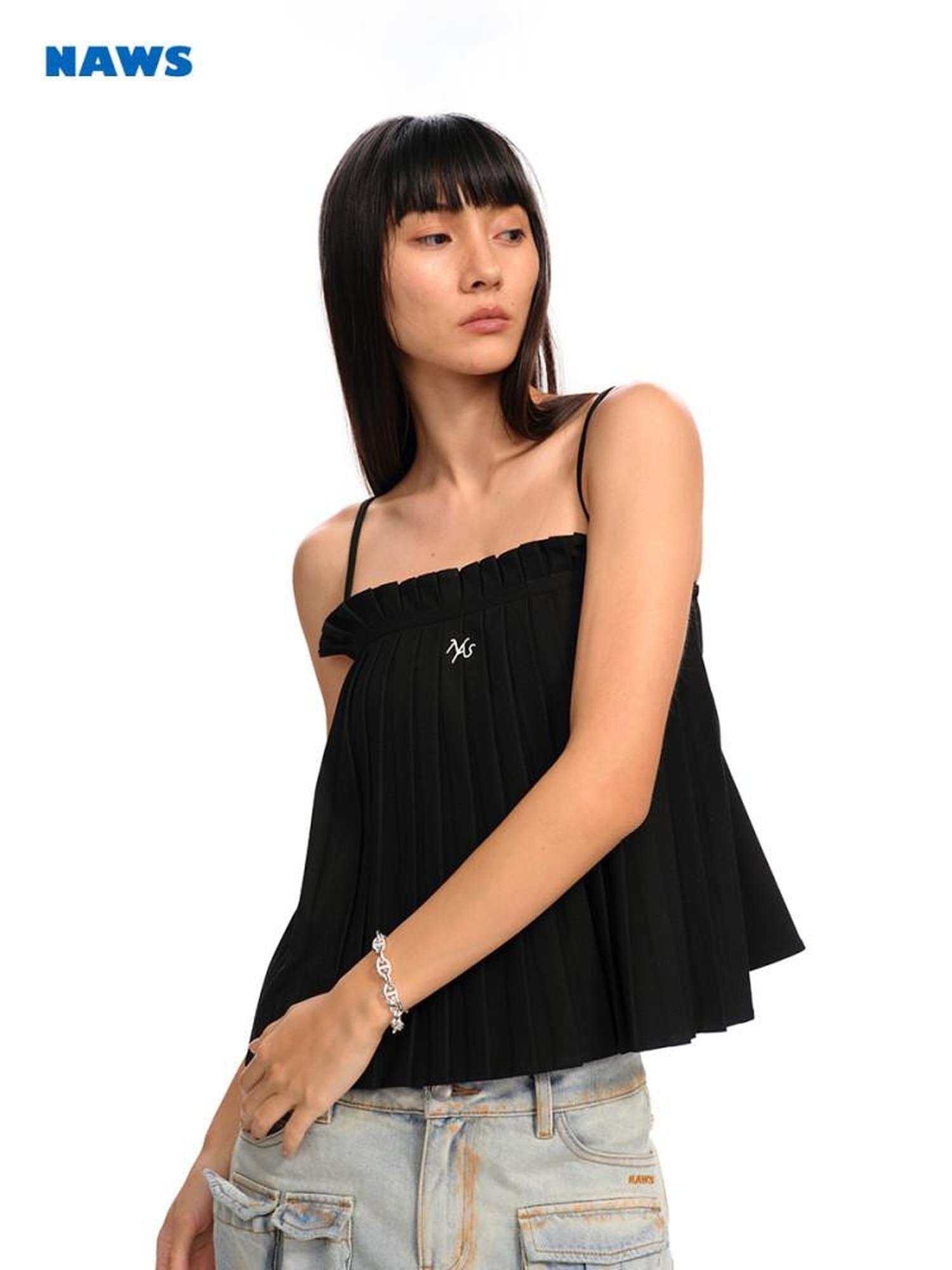 NAWSNOTAWEAR Versatile Ruched Tie Front Loose Cropped Layering For Women Polyester Camisoles