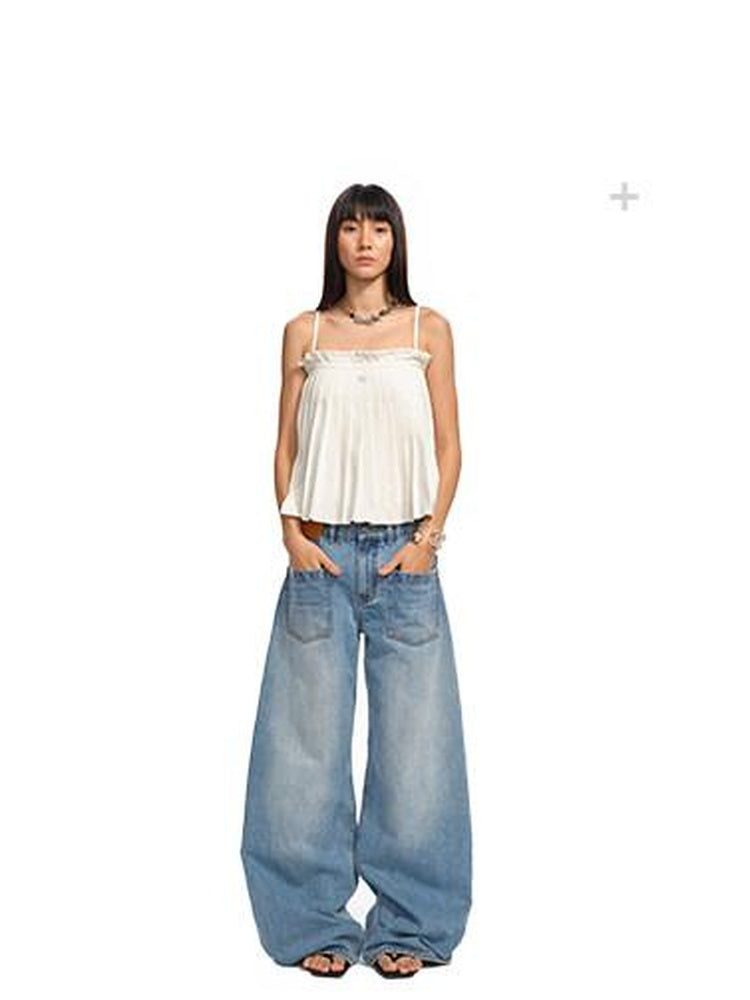 NAWSNOTAWEAR Versatile Ruched Tie Front Loose Cropped Layering For Women Polyester Camisoles