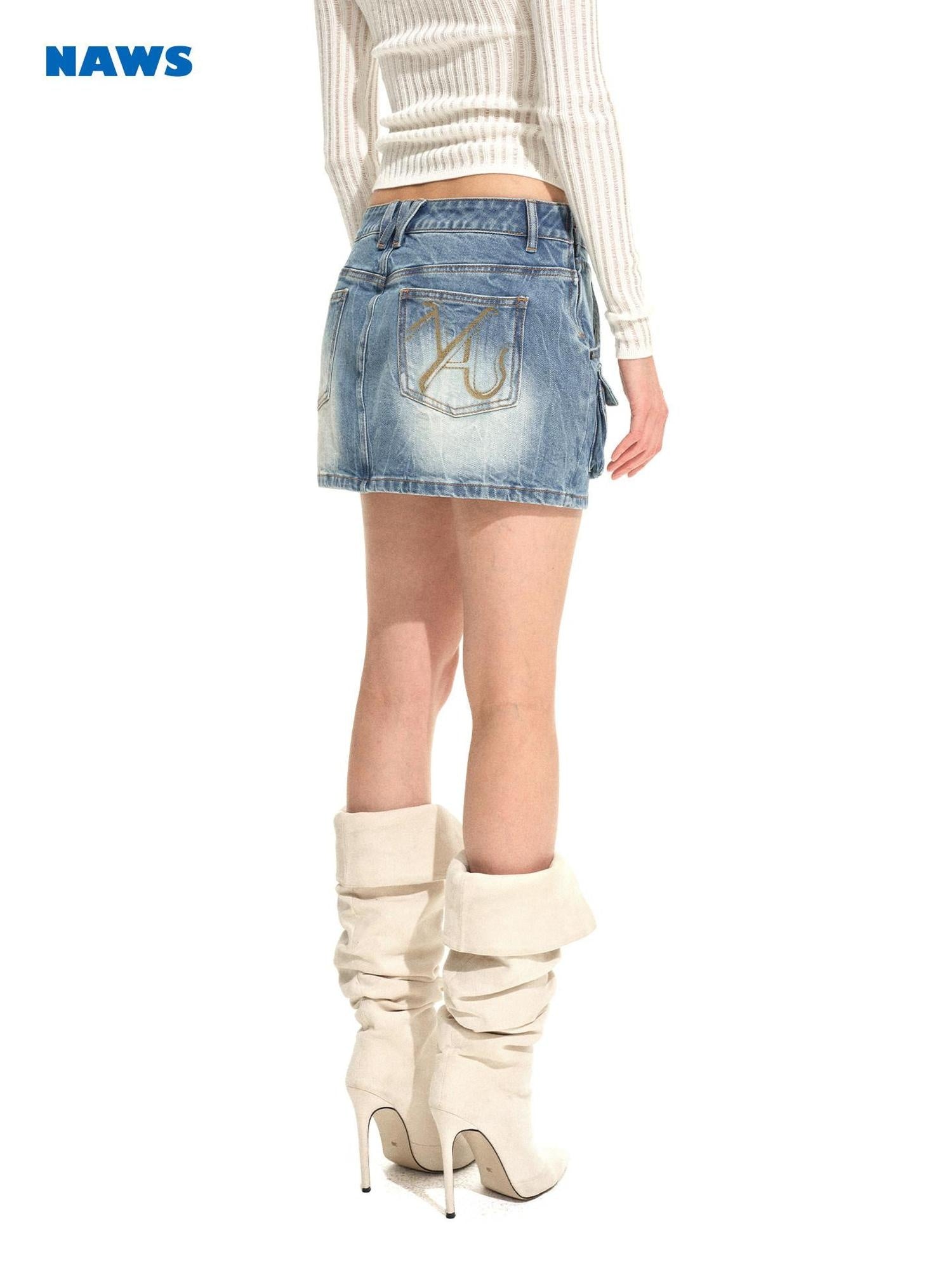 NAWSNOTAWEAR Vintage Asymmetric Hem Mid Waist City Casual Youth Cotton Blend Mini Skirts