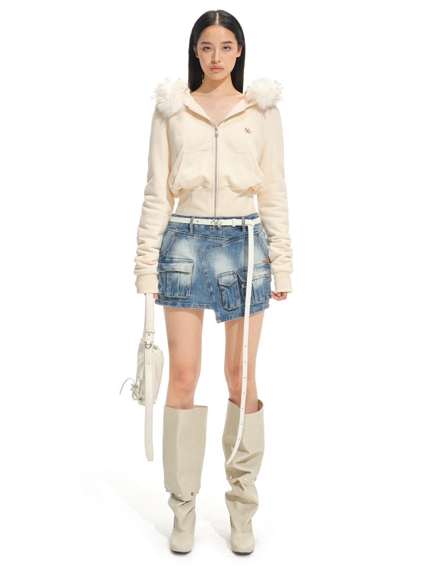 NAWSNOTAWEAR Vintage Asymmetric Hem Mid Waist City Casual Youth Cotton Blend Mini Skirts