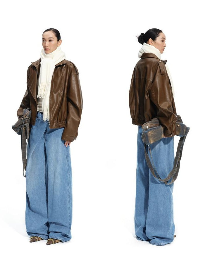 NAWSNOTAWEAR Vintage Washed Low Rise Loose Fit Women Gem Blue Obsidian Black Wide Leg Jeans