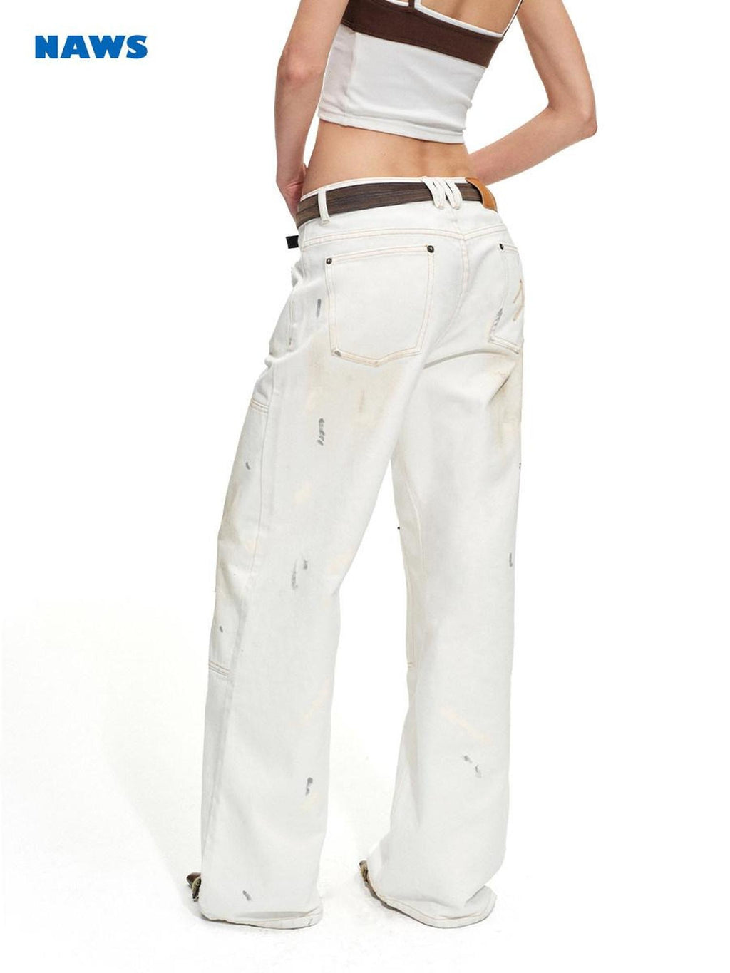 NAWSNOTAWEAR Vintage Washed Low Rise Pocket Cotton No Stretch Women Casual Wide Leg Jeans