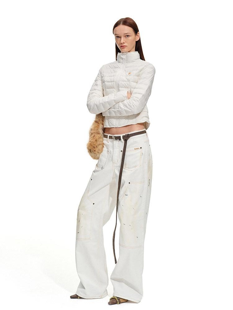NAWSNOTAWEAR Vintage Washed Low Rise Pocket Cotton No Stretch Women Casual Wide Leg Jeans
