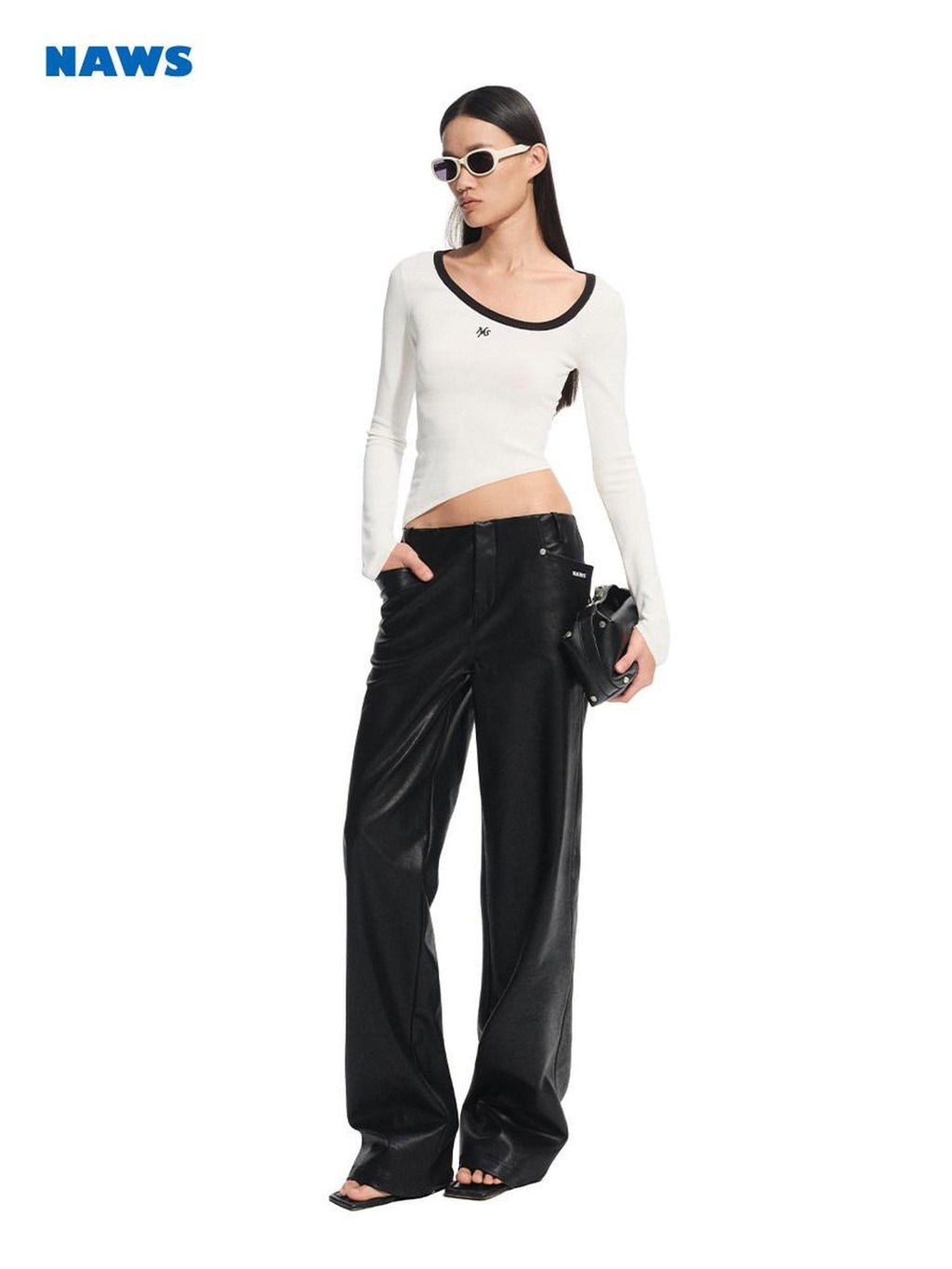 NAWSNOTAWEAR Viscose Blend Natural Waist Relaxed Zip Fly Casual Women Black Straight Pants