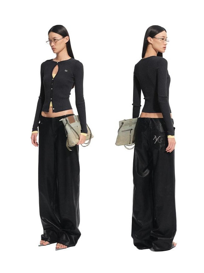 NAWSNOTAWEAR Viscose Blend Natural Waist Relaxed Zip Fly Casual Women Black Straight Pants