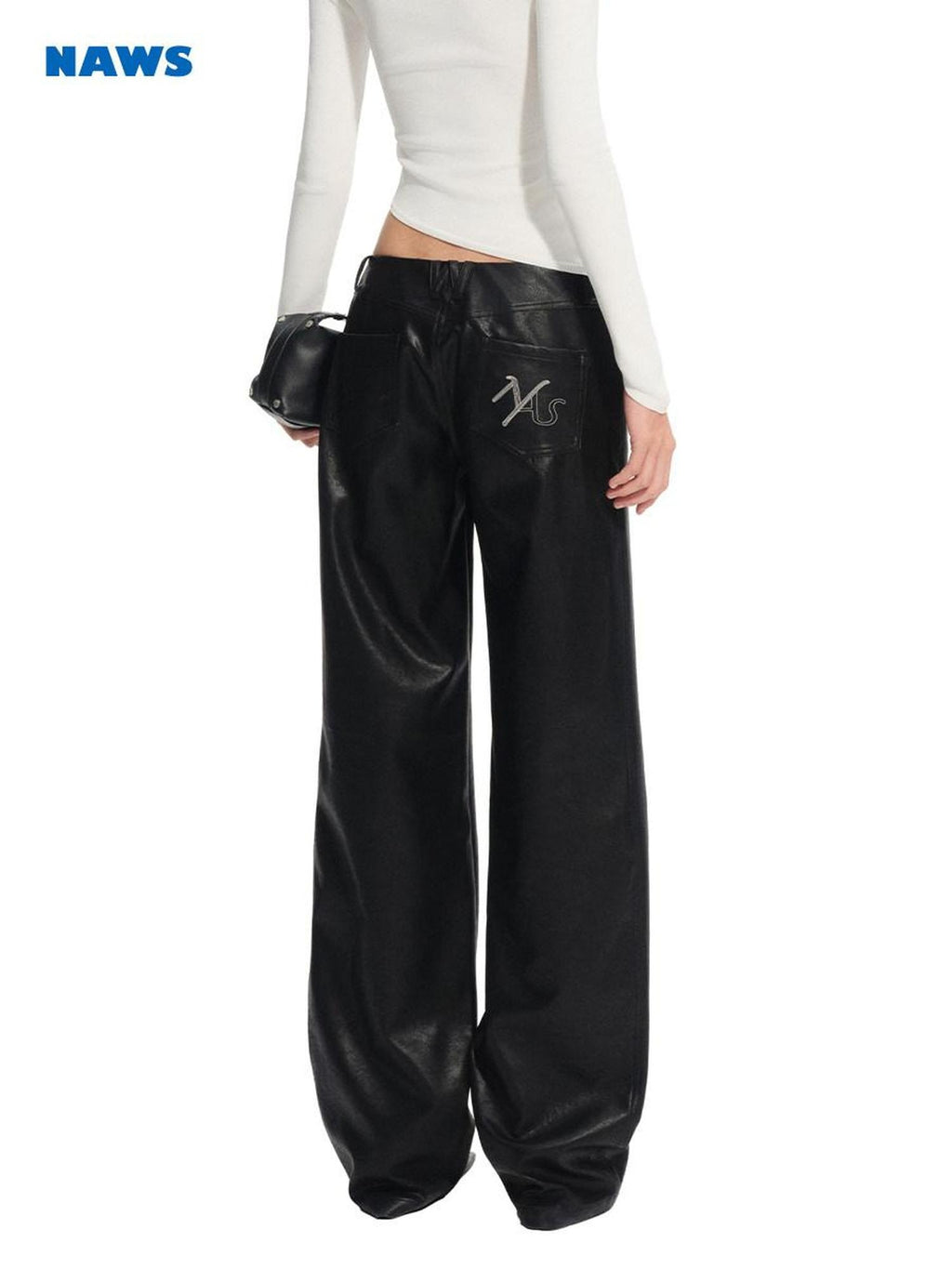 NAWSNOTAWEAR Viscose Blend Natural Waist Relaxed Zip Fly Casual Women Black Straight Pants