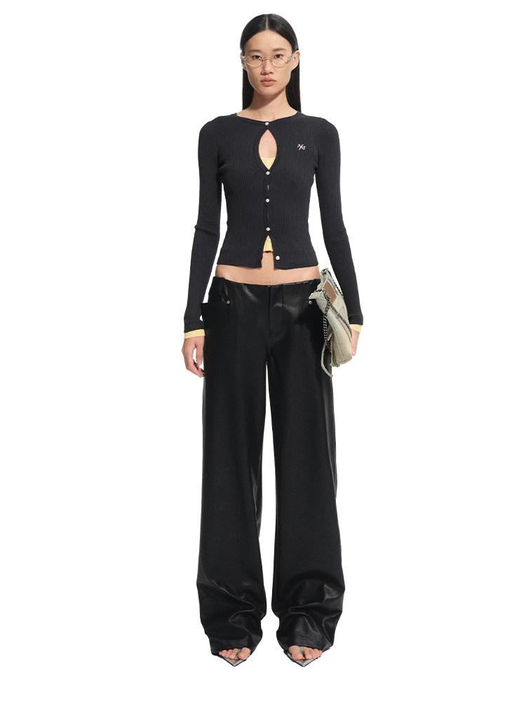 NAWSNOTAWEAR Viscose Blend Natural Waist Relaxed Zip Fly Casual Women Black Straight Pants