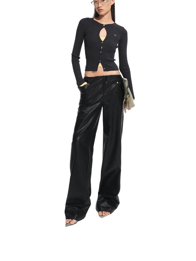 NAWSNOTAWEAR Viscose Blend Natural Waist Relaxed Zip Fly Casual Women Black Straight Pants