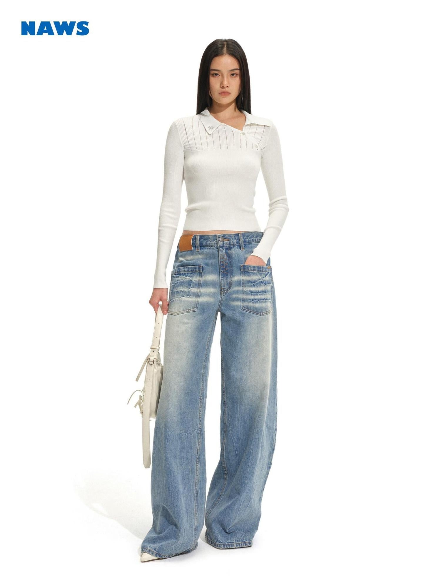 NAWSNOTAWEAR Viscose Blend Slim Fit Pullover Knitwear Women Cloud Frost White Sweaters