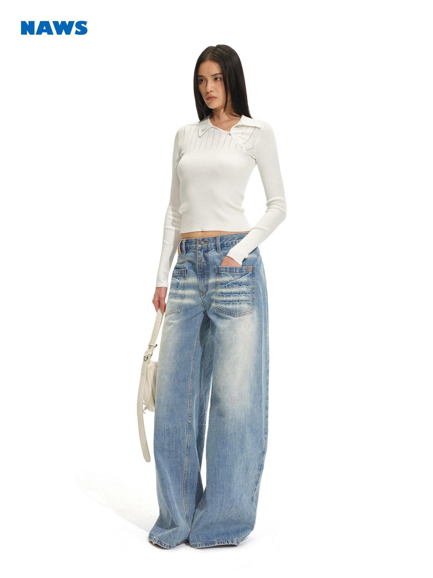 NAWSNOTAWEAR Viscose Blend Slim Fit Pullover Knitwear Women Cloud Frost White Sweaters