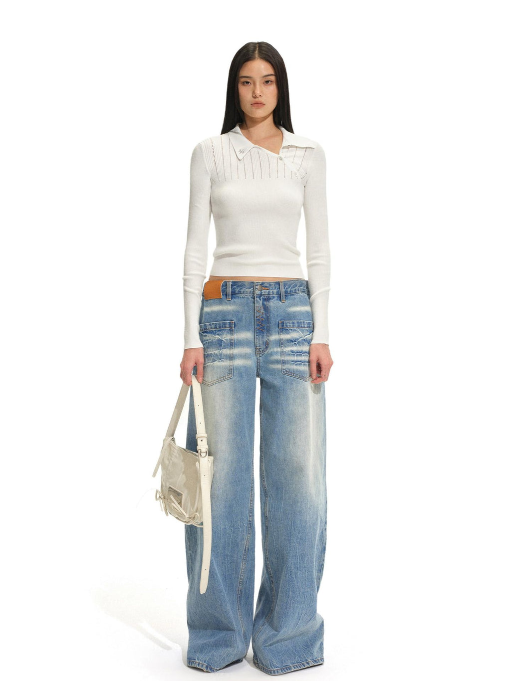 NAWSNOTAWEAR Viscose Blend Slim Fit Pullover Knitwear Women Cloud Frost White Sweaters