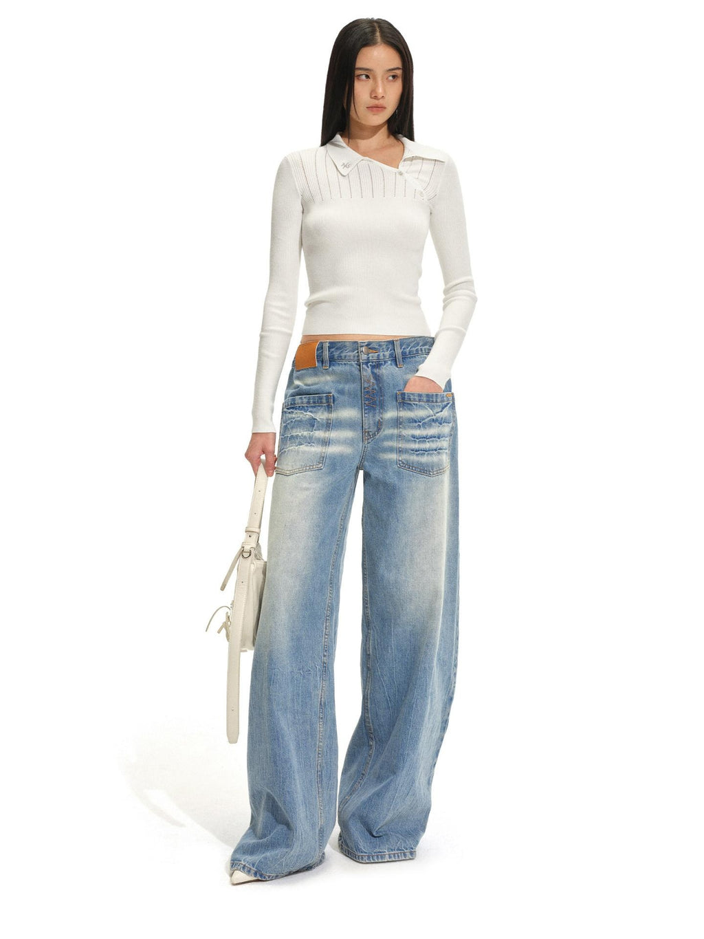 NAWSNOTAWEAR Viscose Blend Slim Fit Pullover Knitwear Women Cloud Frost White Sweaters