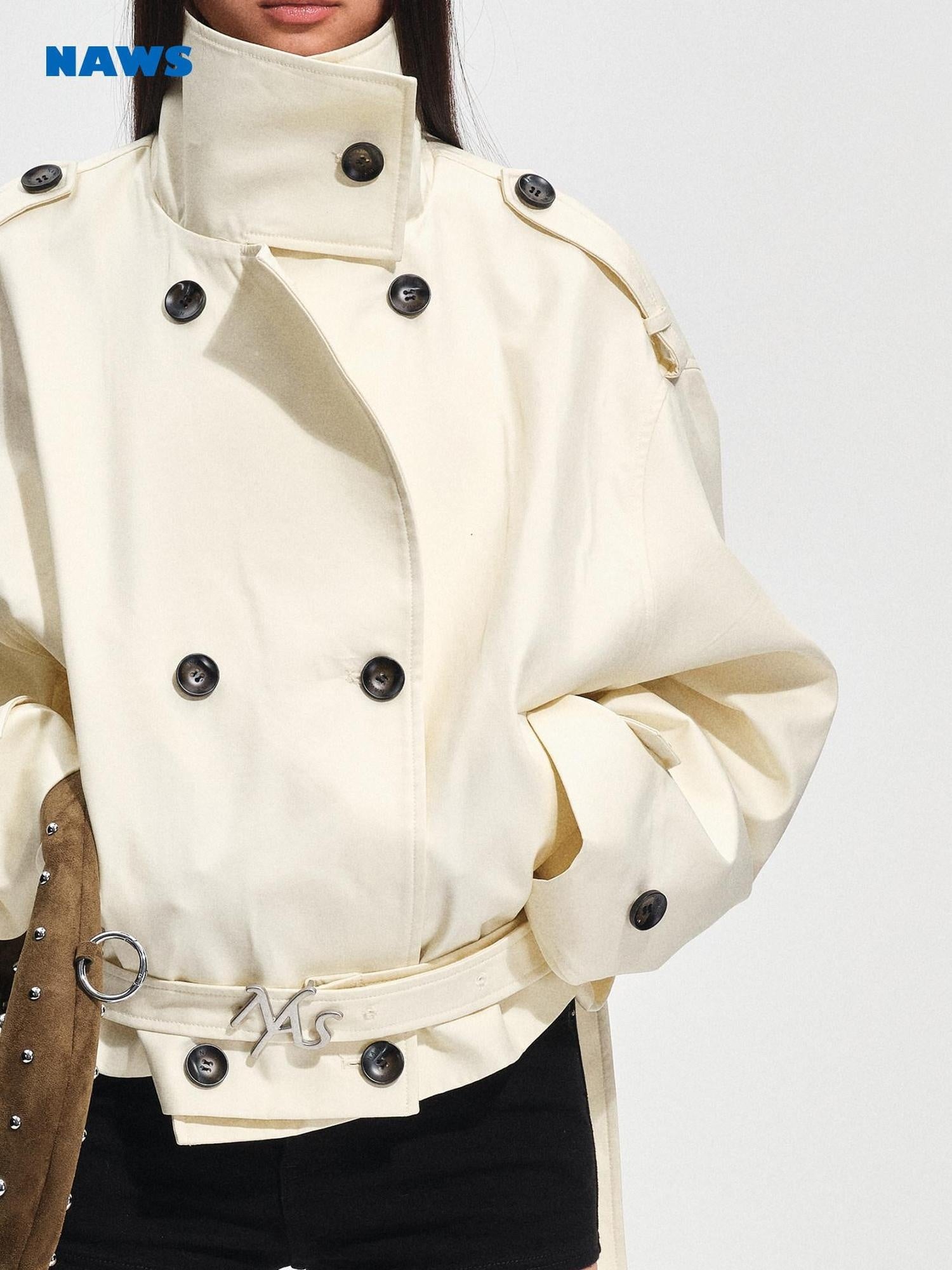 NAWSNOTAWEAR Warm Cotton Blend Oversized Casual Button Long Sleeve Women Camel Trench Coats