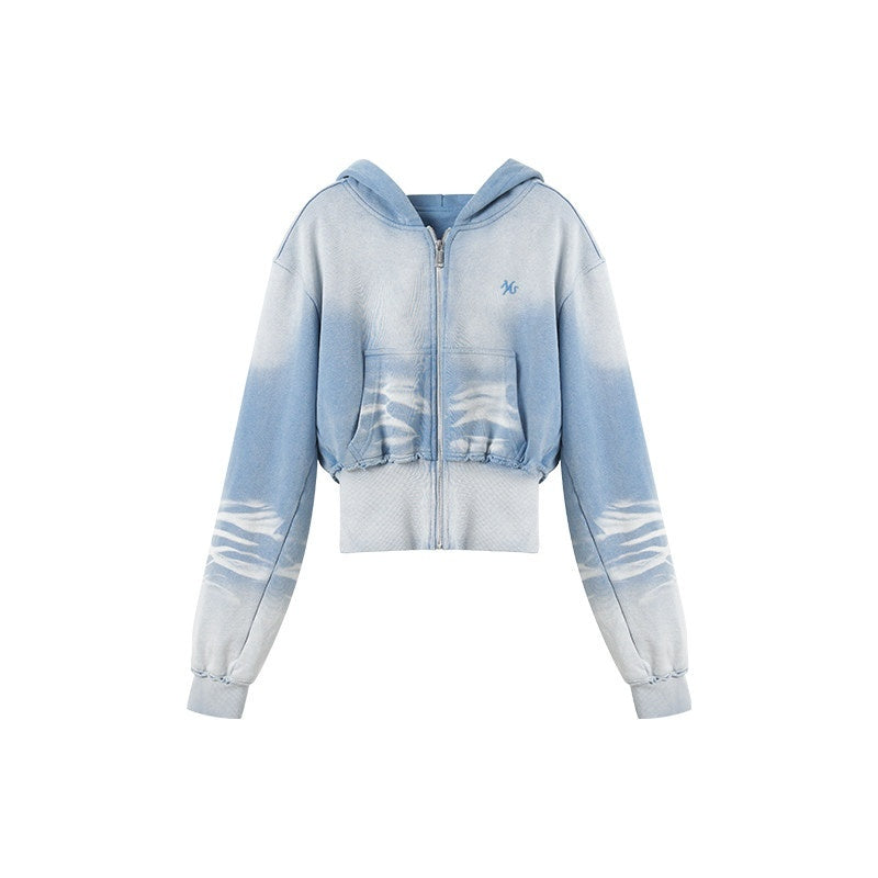 NAWSNOTAWEAR_Warm_Washed_Slim_Fit_Zip_Up_Short_Hooded_Womens_Ice_Mist_Blue_Hoodie_MISSTT