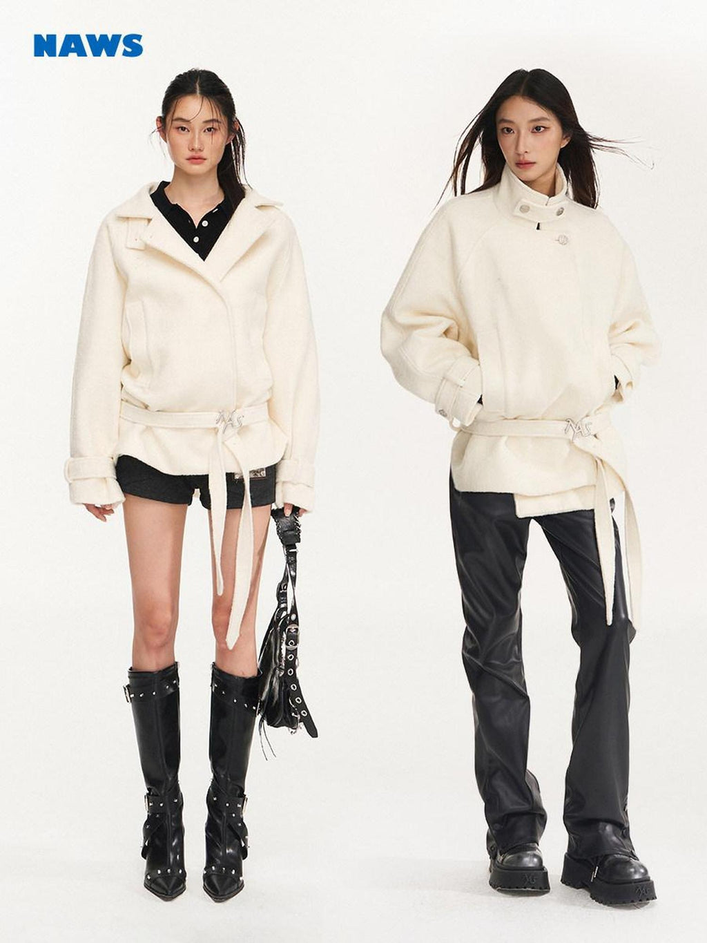 NAWSNOTAWEAR Warm Wool Blend Commuter Raglan Stand Collar Women Solid Wool Coats