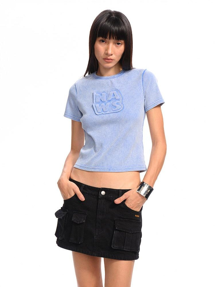 NAWSNOTAWEAR Washed Cotton Lined Low Waist Asymmetric Hline Casual Women Citywalk Mini Skirts