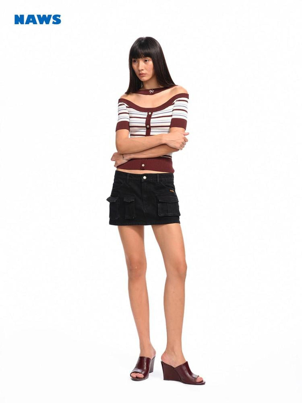 NAWSNOTAWEAR Washed Cotton Lined Low Waist Asymmetric Hline Casual Women Citywalk Mini Skirts